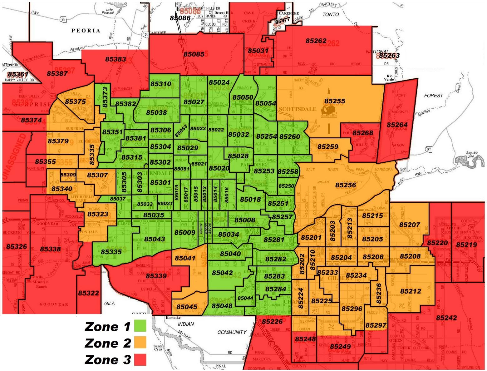 Phoenix Arizona Zip Code Map - Phoenix Az Zip Code Map (Arizona - Usa) for Printable Arizona Zip Code Map
