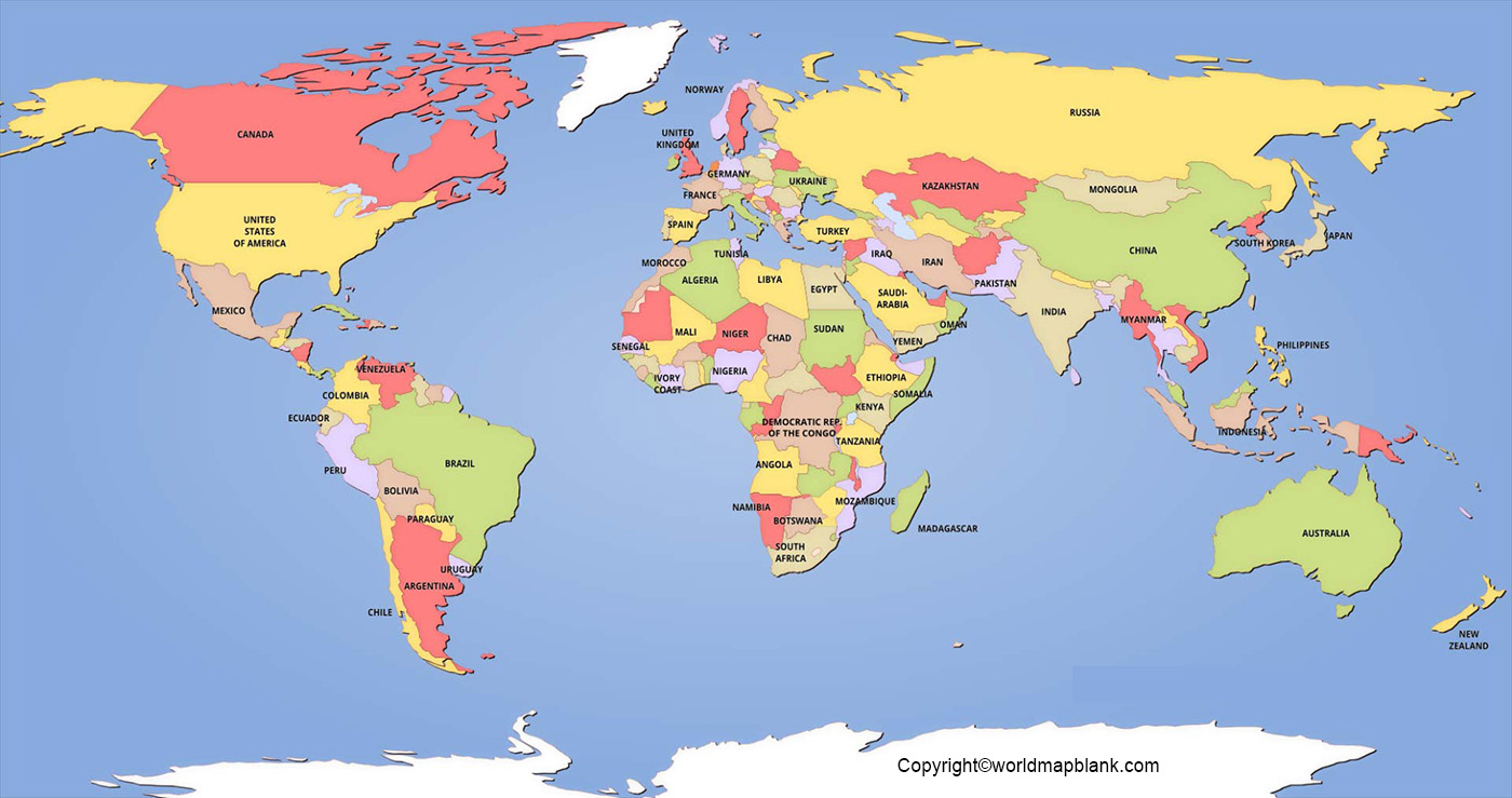 Politische Weltkarte Zum Ausdrucken – Kostenloser Download within Printable Map Of The World Free