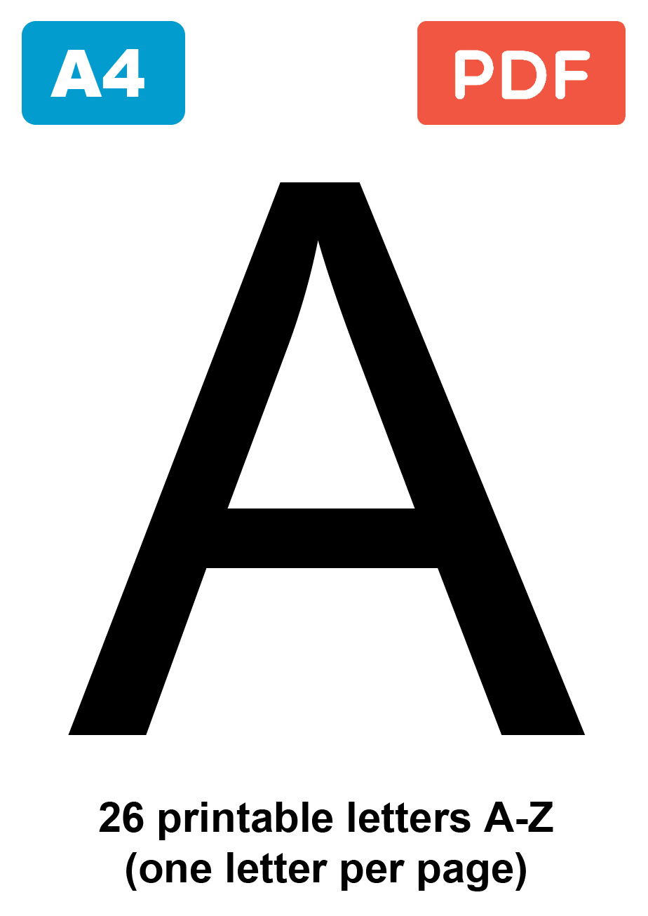 Printable Alphabet Letters - 26 Letters (A-Z) | Memozor regarding A4 Size Printable Alphabet Letters