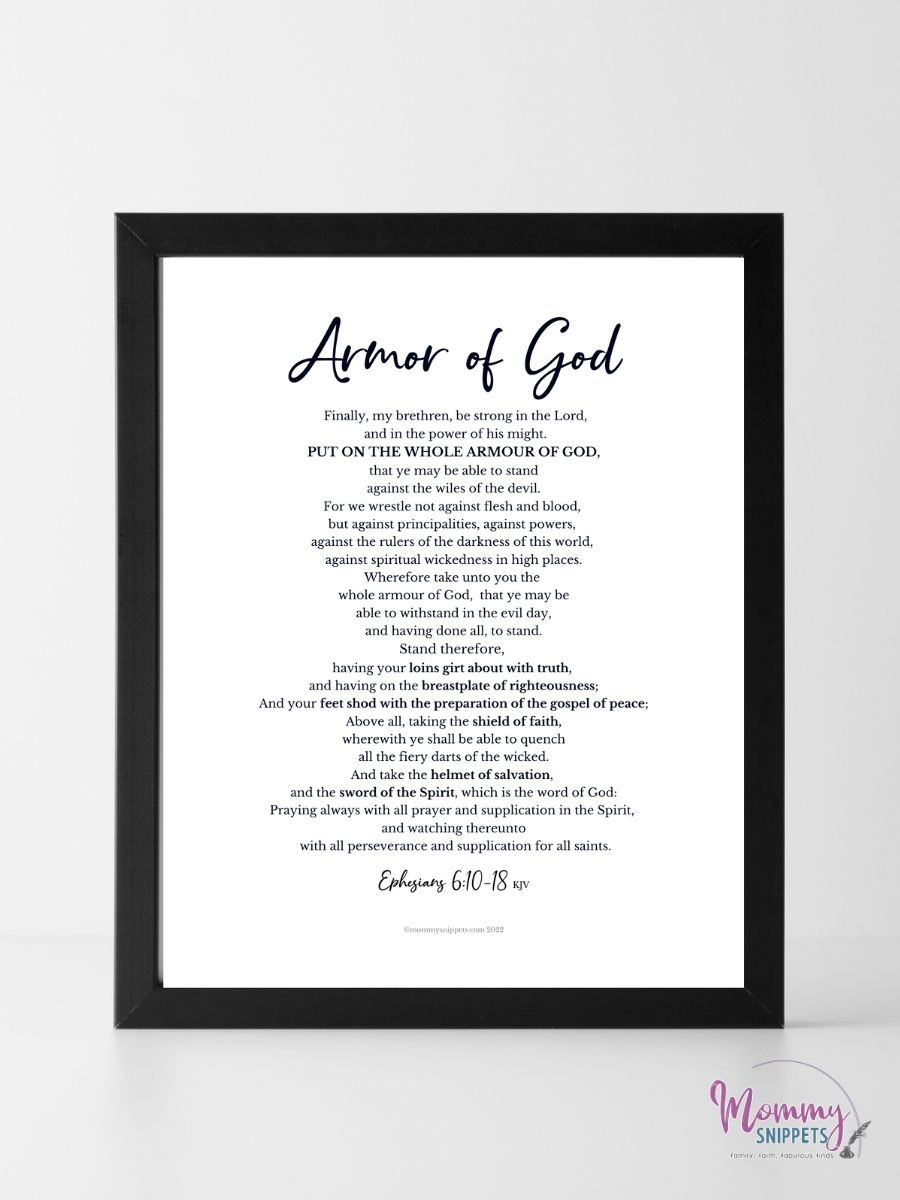 Printable Armor Of God Prayer Card -Help Kids Learn Ephesians 6 Kjv in Printable Armor of God Prayer