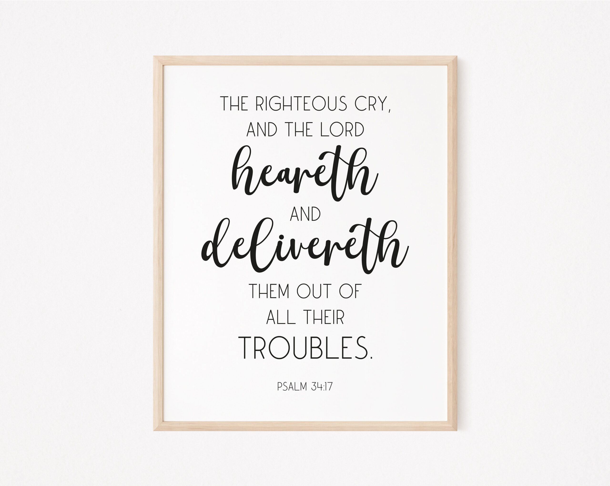 Printable Bible Verse, Psalm 34:17, Christian Wall Art inside Bible Verse Wall Decor Printable