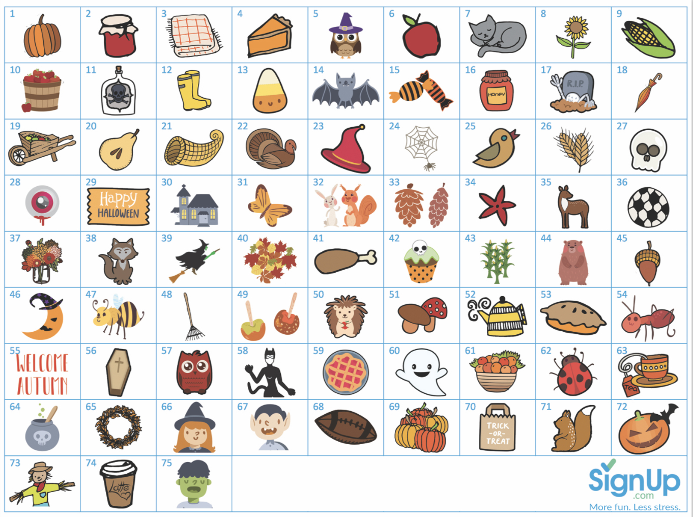 Printable Bingo Cards: Fun Fall Classroom Party Activity | Signup within Free Printable Fall Bingo Cards