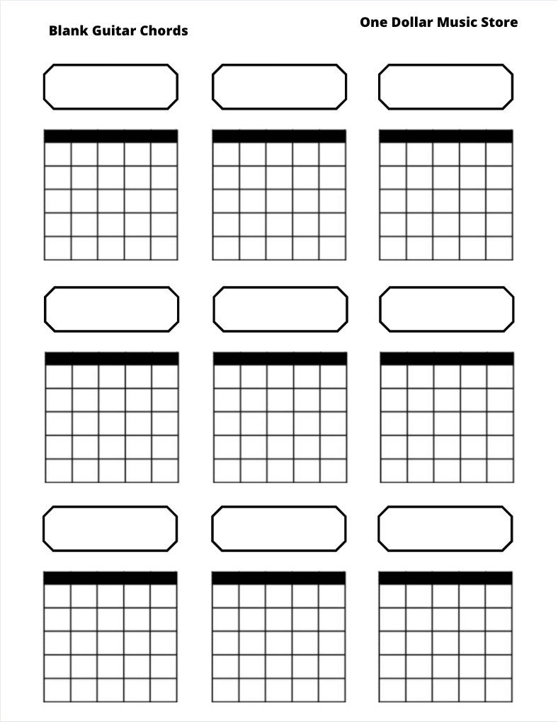 Printable Blank Guitar Chord Chart (Instant Download)New Years in Guitar Chord Chart Blank Printable