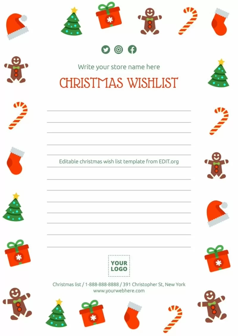 Printable Christmas List Templates For Your Business for Free Christmas List Template Printable