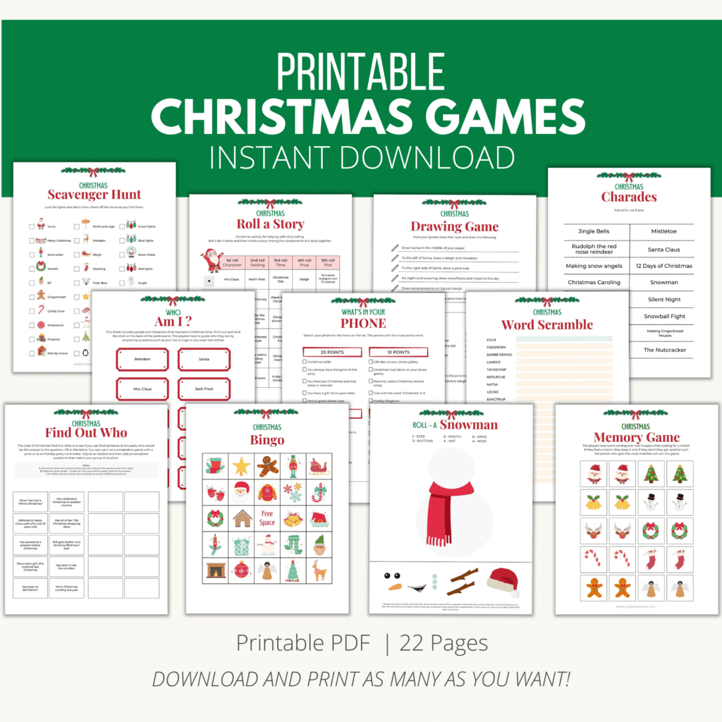 Printable Christmas Party Games {Downloadable Pdf} - Add A Little in Christmas Party Games Free Printable