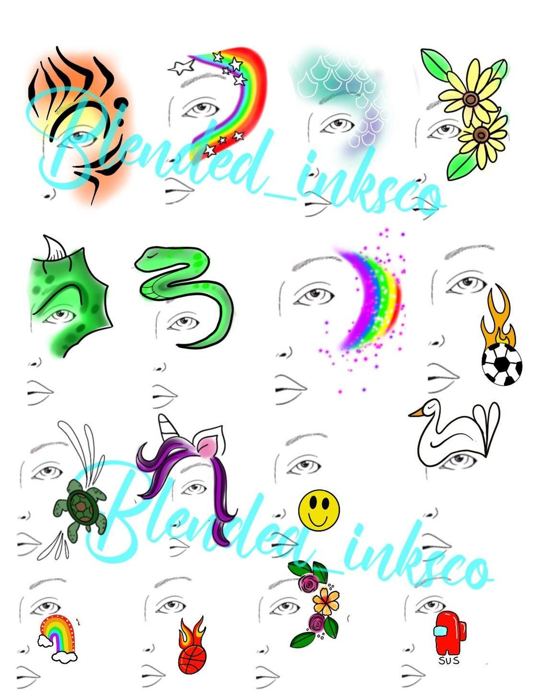 Printable Face Painting Choice Board - Etsy Uk with Face Painting Templates Free Printable