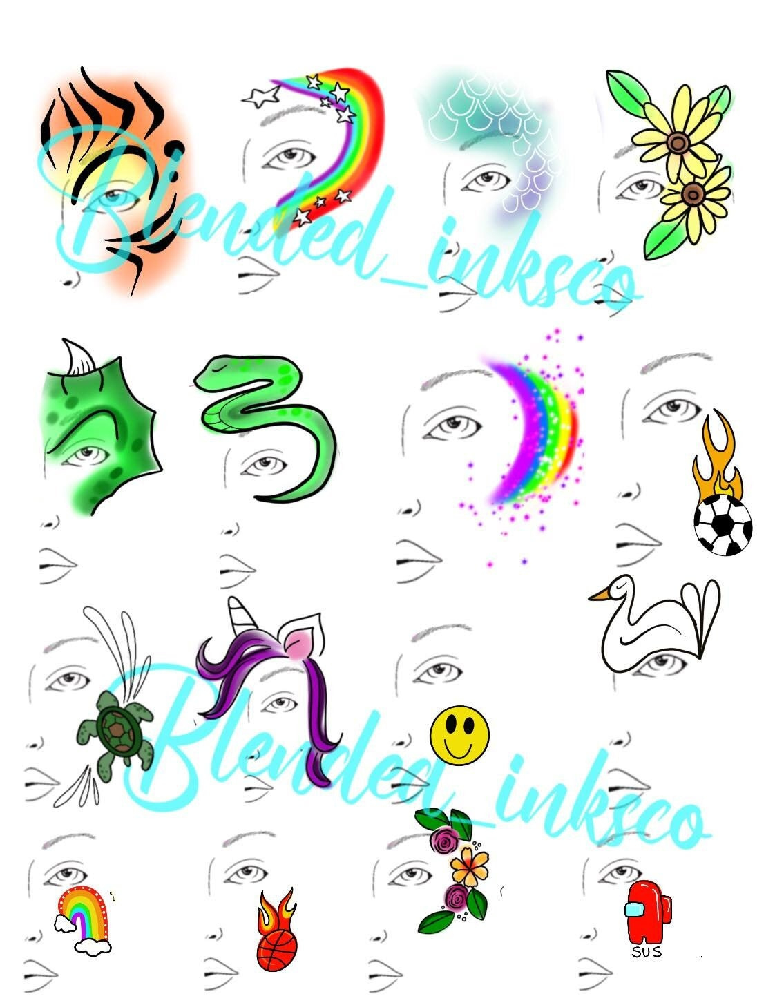 Printable Face Painting Choice Board - Etsy Uk within Printable Easy Face Painting Templates