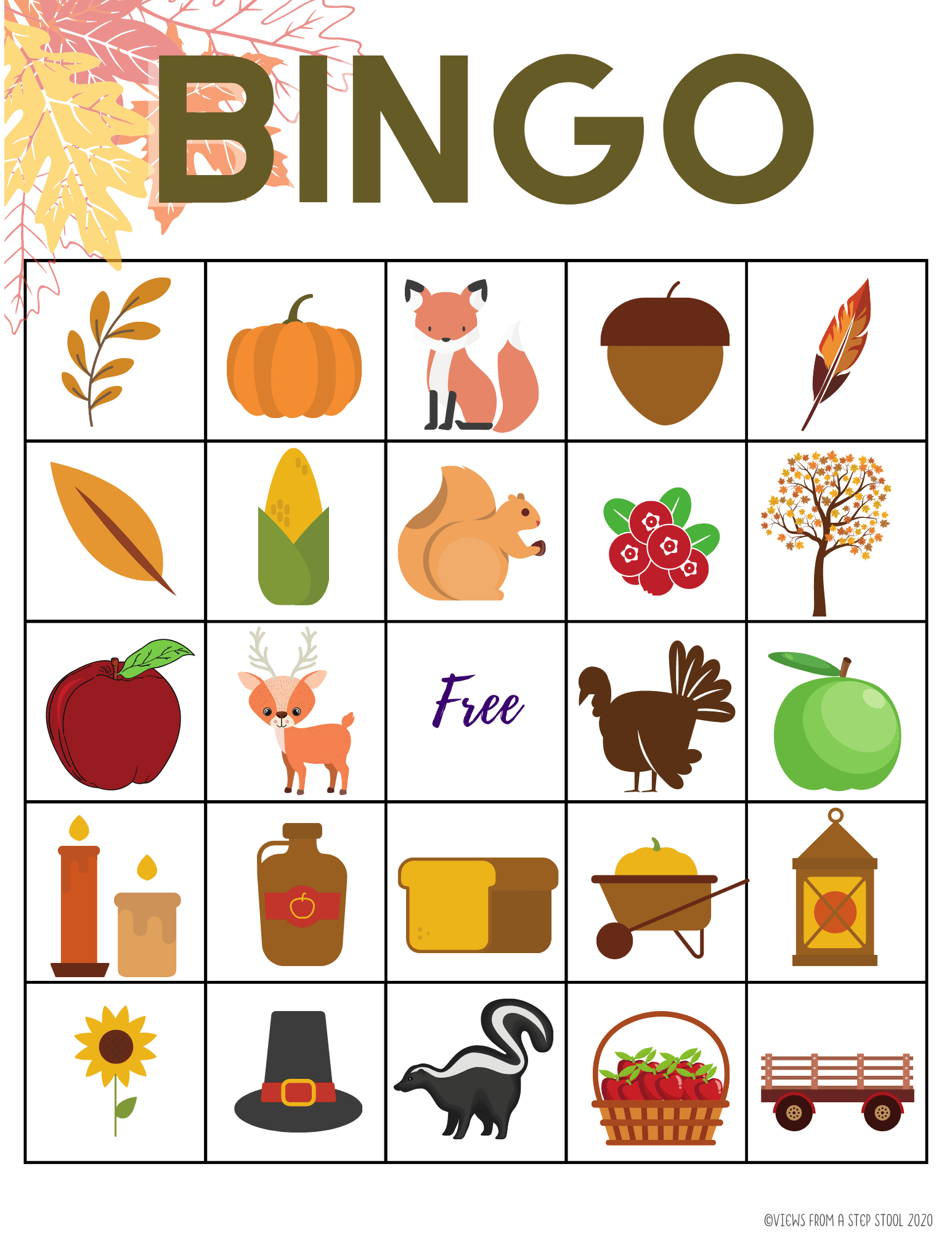 Printable Fall Bingo Game For Kids - Views From A Step Stool in Free Printable Fall Bingo Cards