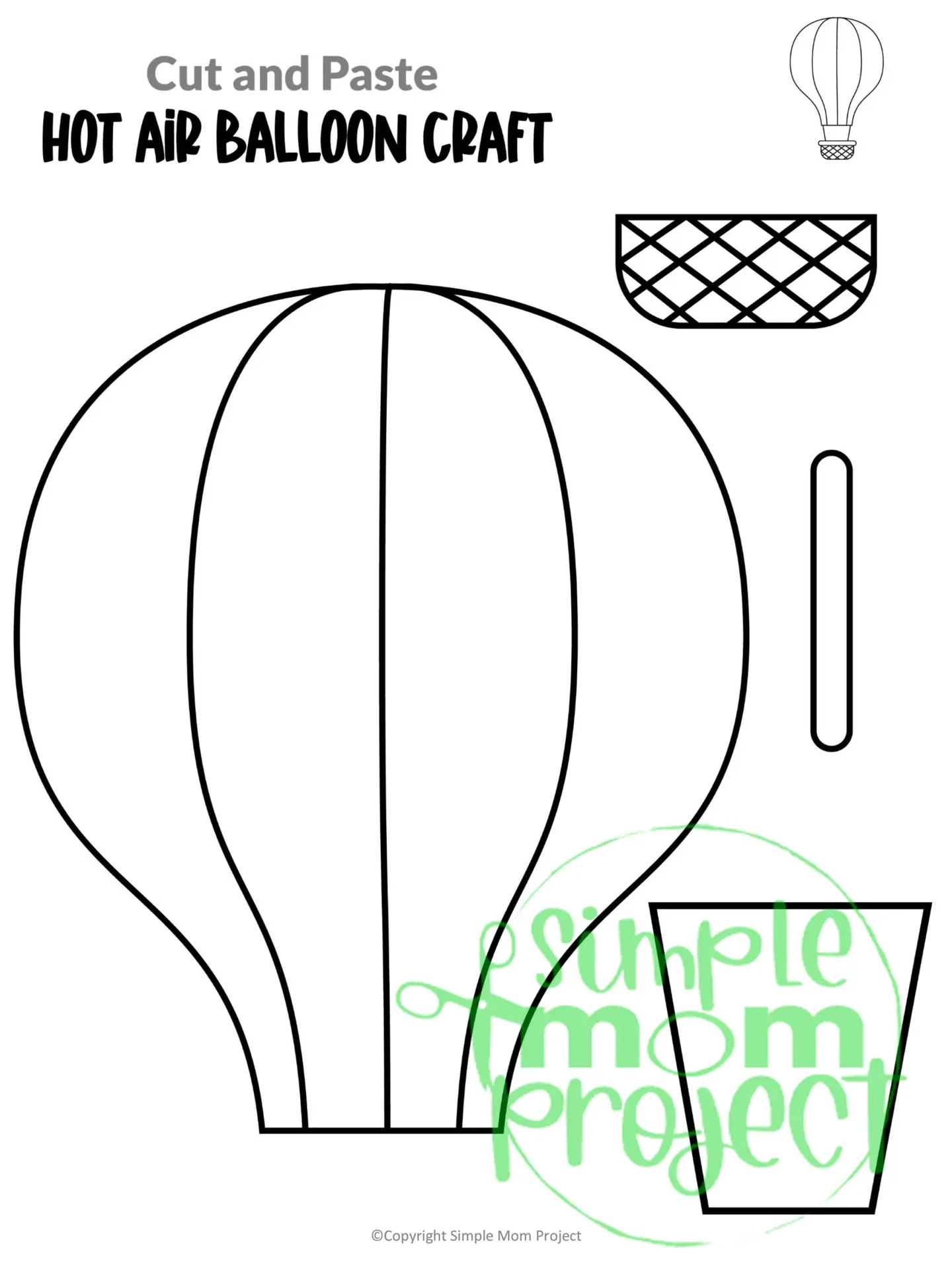 Printable Hot Air Balloon Craft Template - Simple Mom Project for Printable Cut Out Hot Air Balloon Template