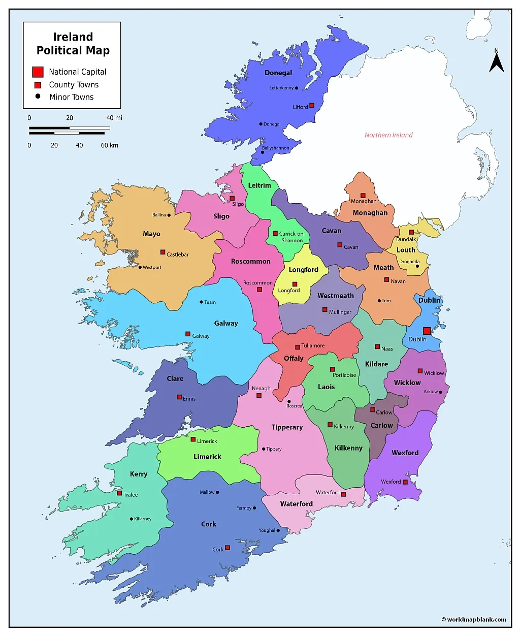 Printable Ireland Map – Map Of Ireland With Counties [Pdf] with regard to Printable Map of Ireland with Cities