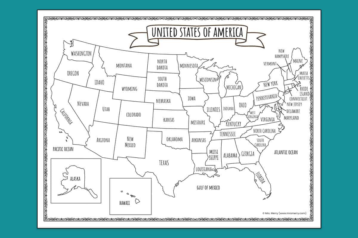 Printable Map Of The United States | Mrs. Merry intended for Map of the United States Printable
