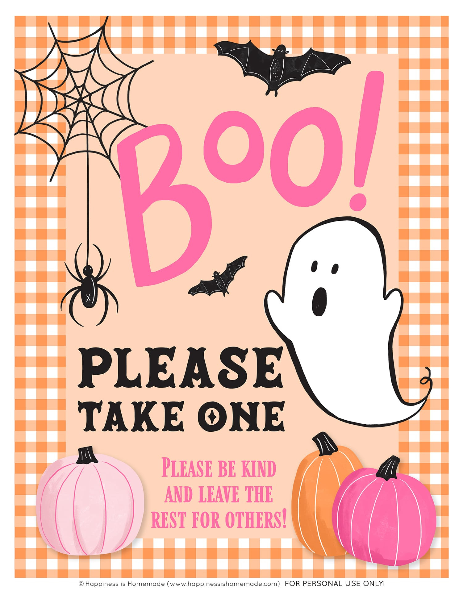 Printable "Please Take One" Halloween Sign - Happiness Is Homemade throughout Happy Halloween Take One Sign Printable