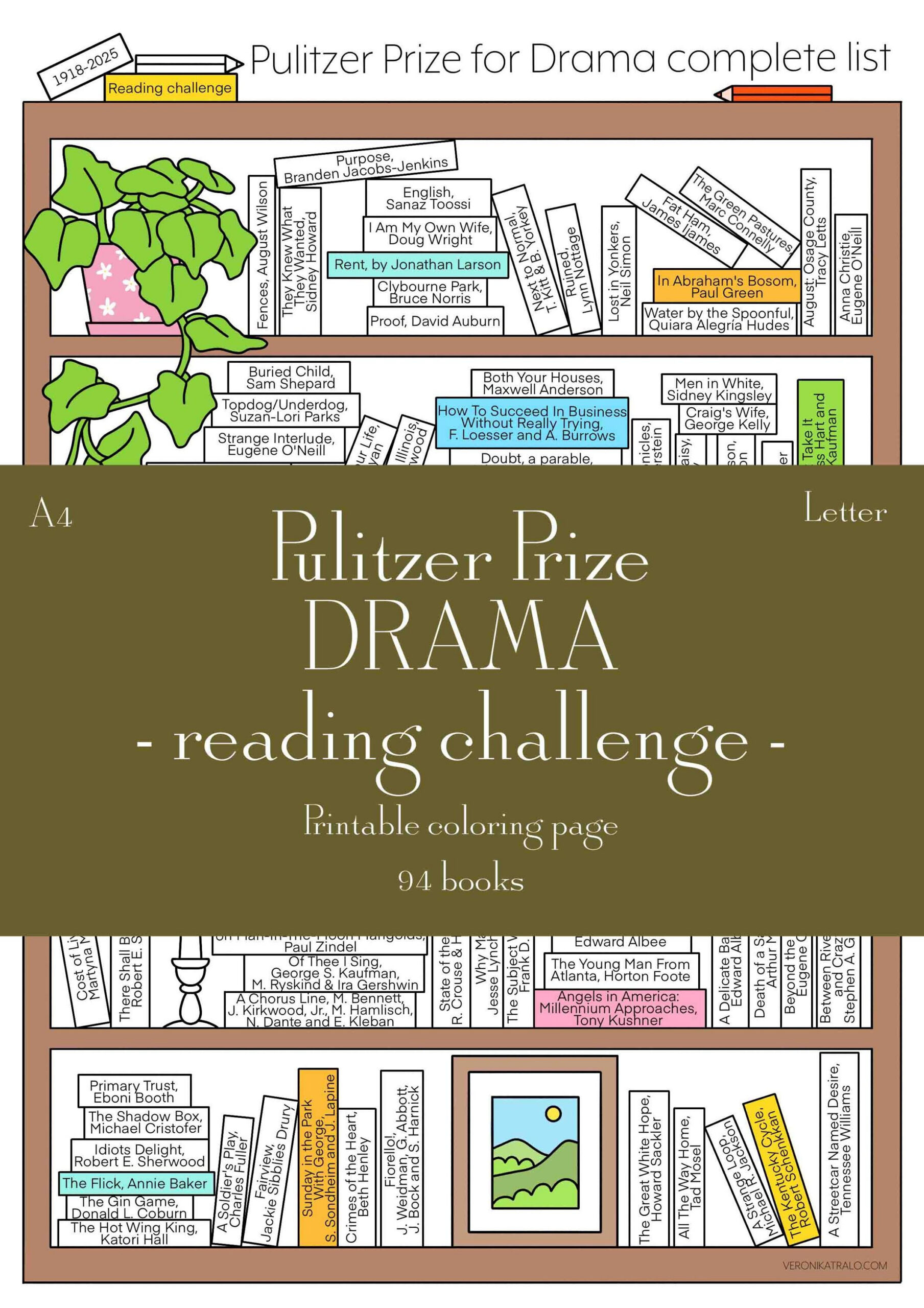 Printable Pulitzer Prize For Drama Reading Challenge, Complete with Pulitzer Prize Winners Fiction Printable List