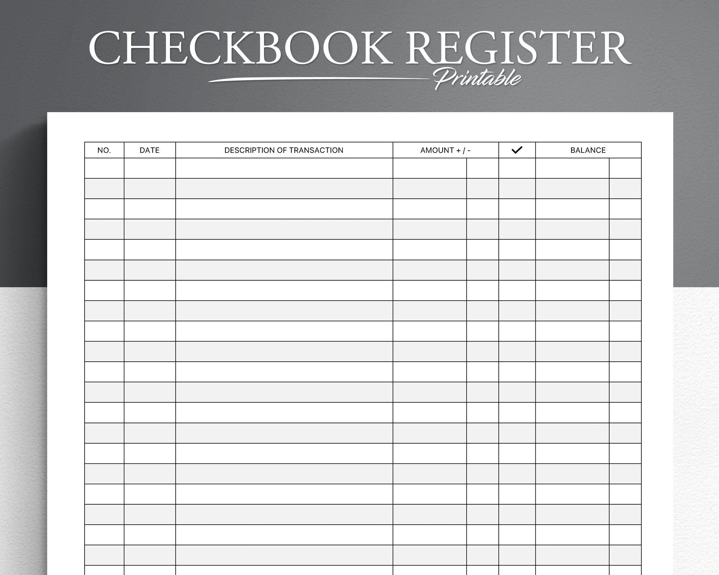 Printable Register - Etsy.de with Printable Check Register For Checkbook