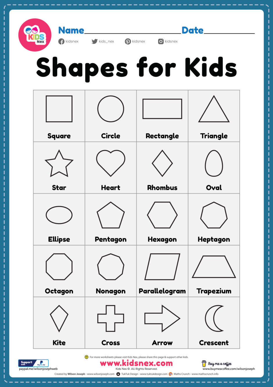 Printable Shapes For Preschool - Free Printable Pdf For Kids with Free Printable Shapes Worksheets