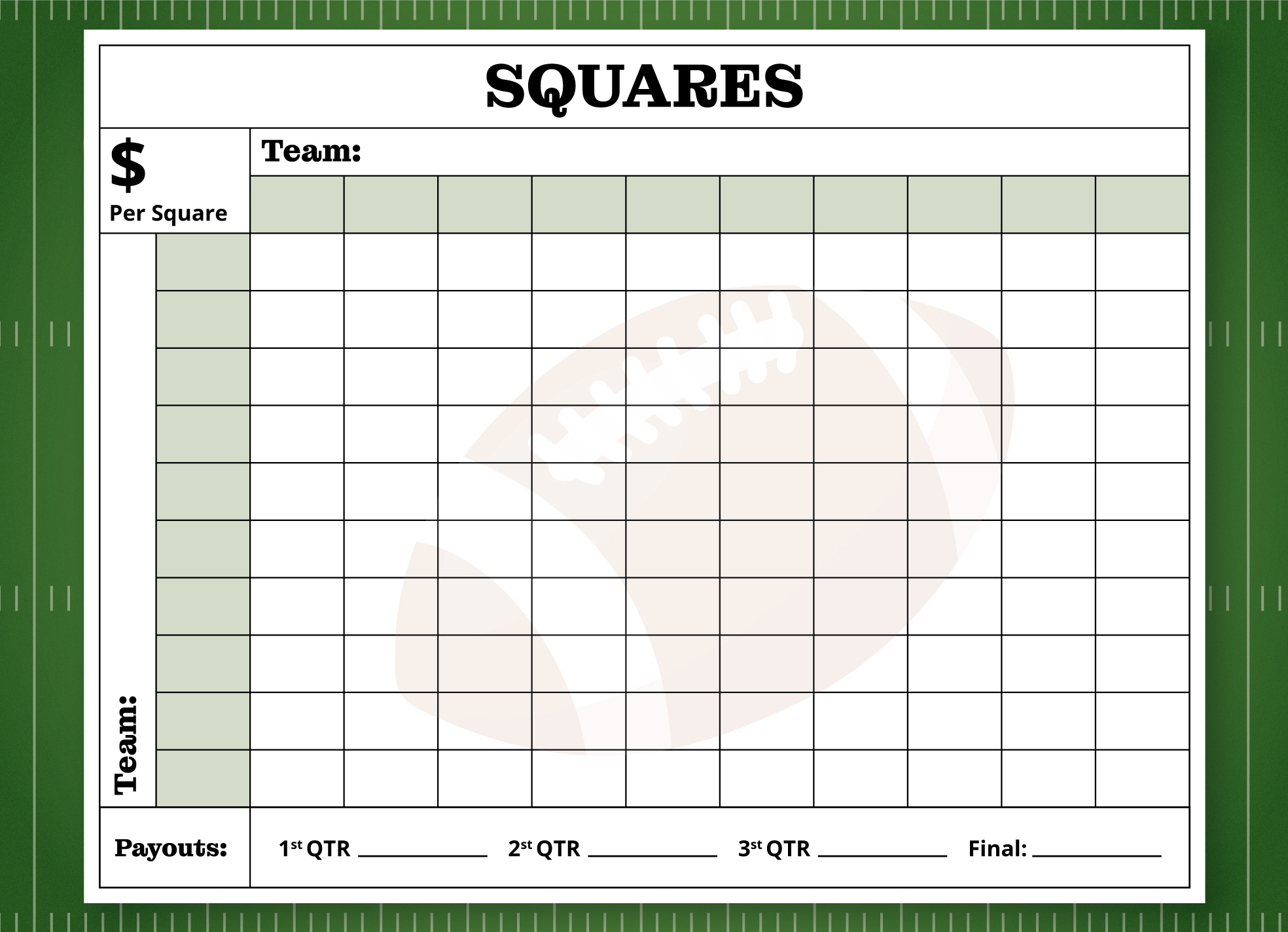 Printable Super Bowl Squares Free Google Docs Template - Gdoc.io with Printable Super Bowl Squares Free