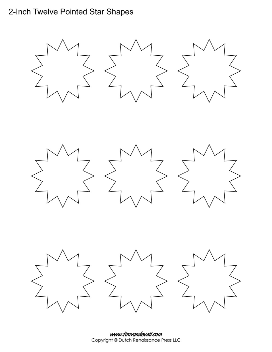 Printable Twelve Pointed Stars | Blank 12 Sided Star Printables in 12 Inch Printable Star Template