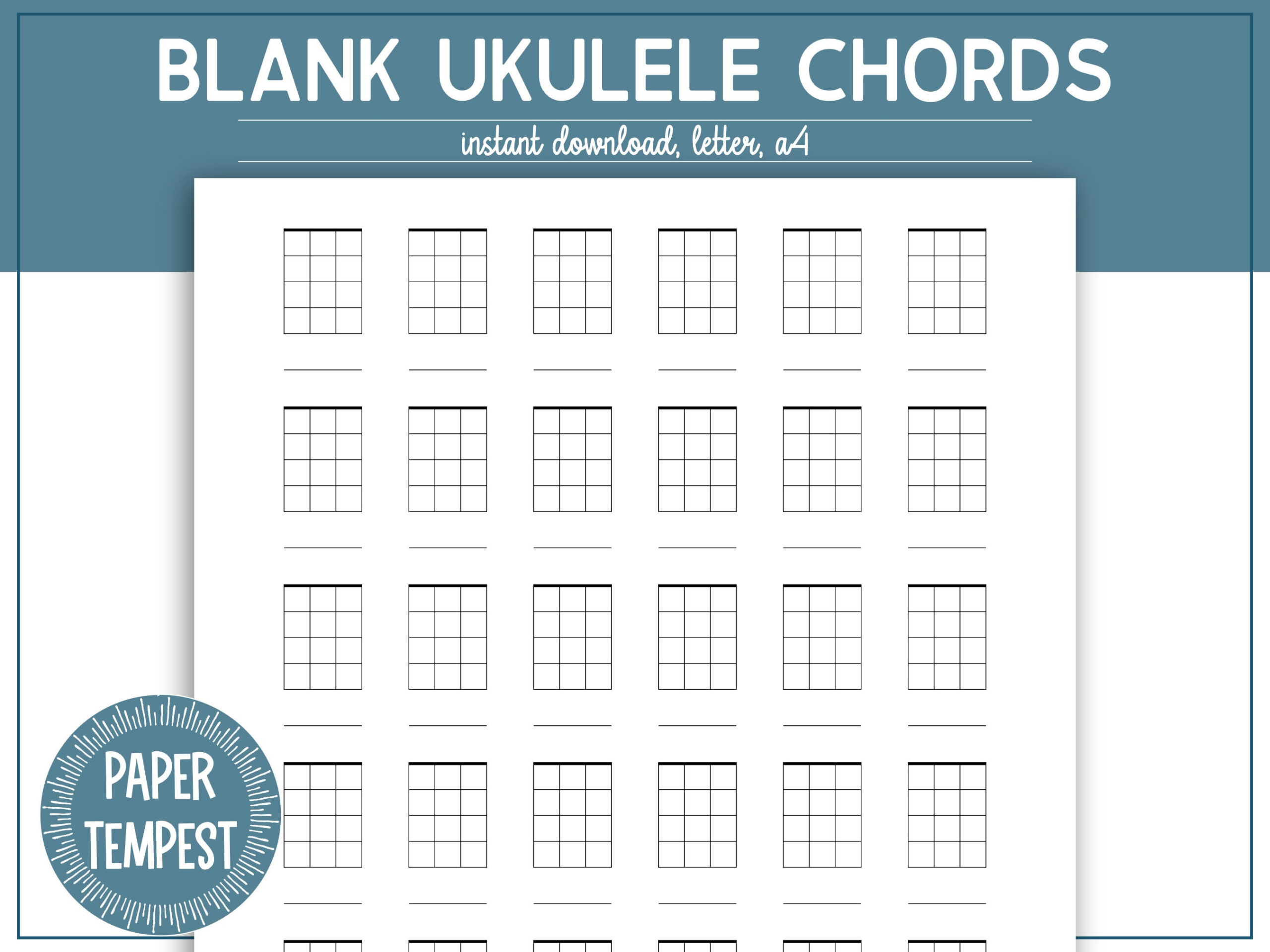 Printable Ukulele Chord Chart, Blank Chord Chart Pdf For Students with regard to Blank Ukulele Chord Chart Printable