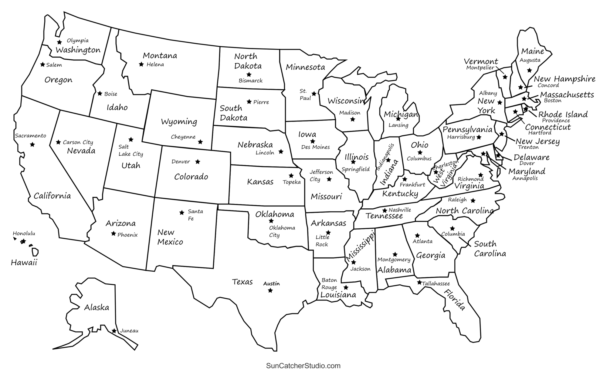Printable Us Maps With States (Usa, United States, America) – Diy within Printable Map Of United States With Capitals