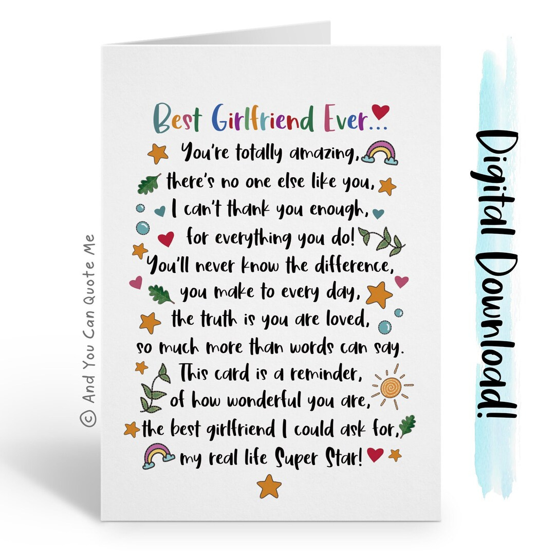 Printable Valentines, Girlfriend Download, Best Girlfriend inside Keep Your Girlfriends Poem Printable