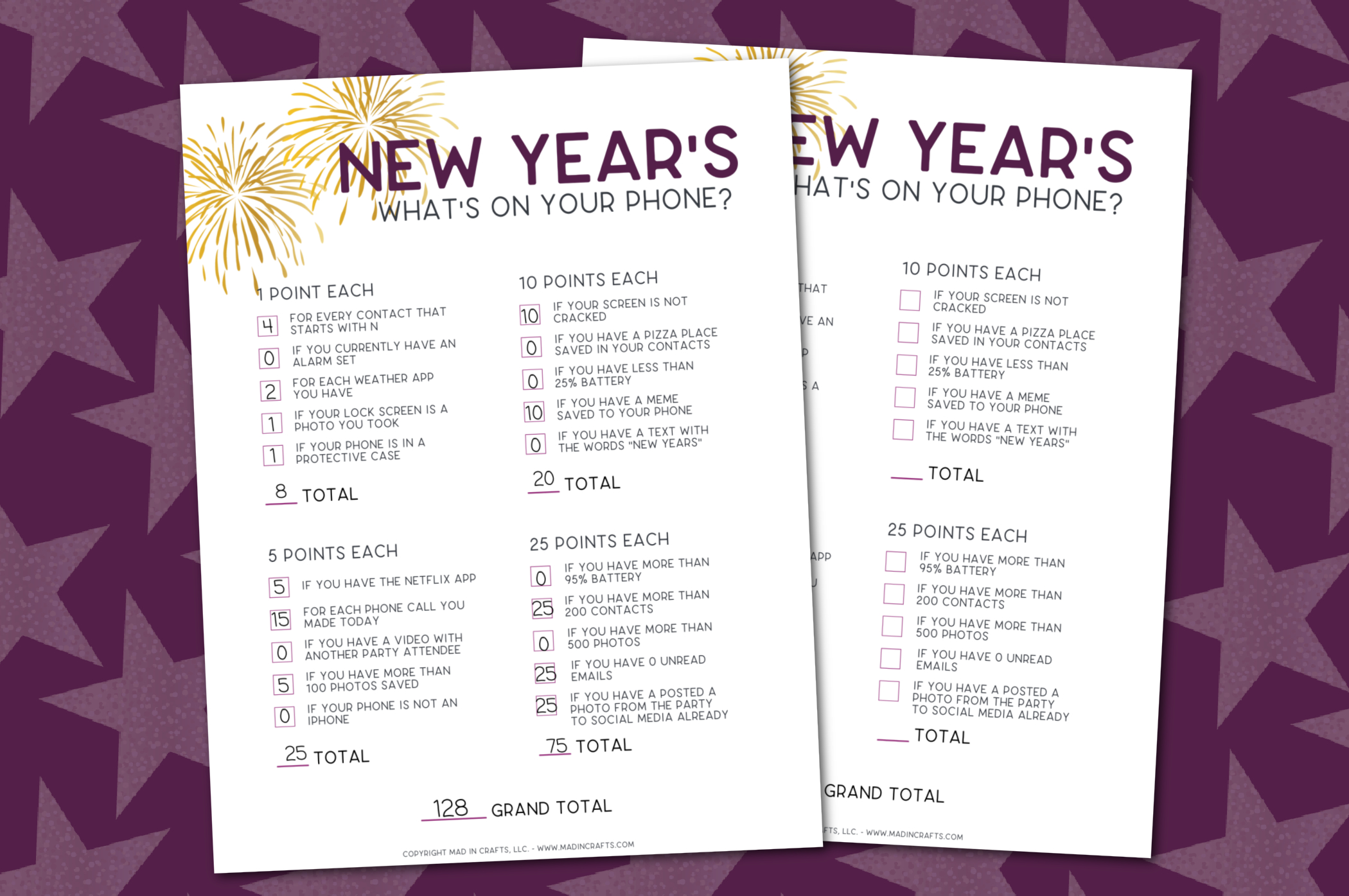 Printable What'S On Your Phone Game For New Year'S New Year'S Eve in What's on Your Phone Game Free Printable