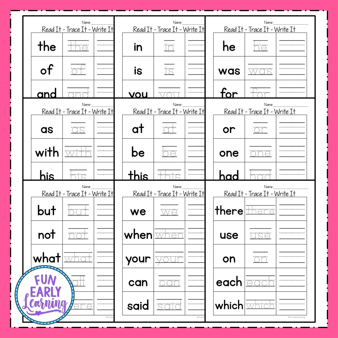 Read It – Trace It – Write It – Fry'S First 100 Sight Words – Fun pertaining to I Can Write 100 Words Free Printable
