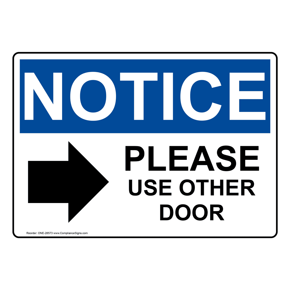 Rectangle White Please Use Other Door Sign - Osha intended for Use Other Door Sign Printable