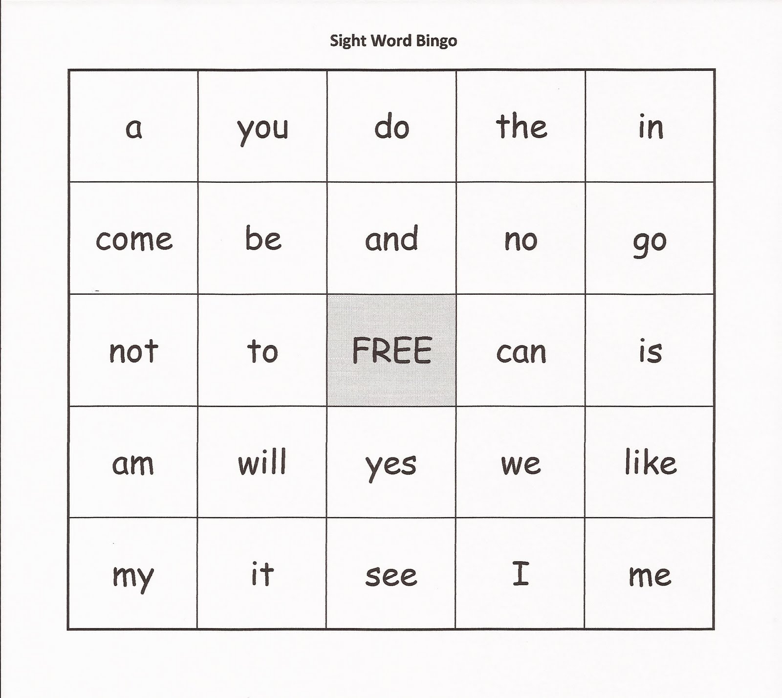 Relentlessly Fun, Deceptively Educational: Sight Word Bingo regarding Free Printable Sight Word Bingo