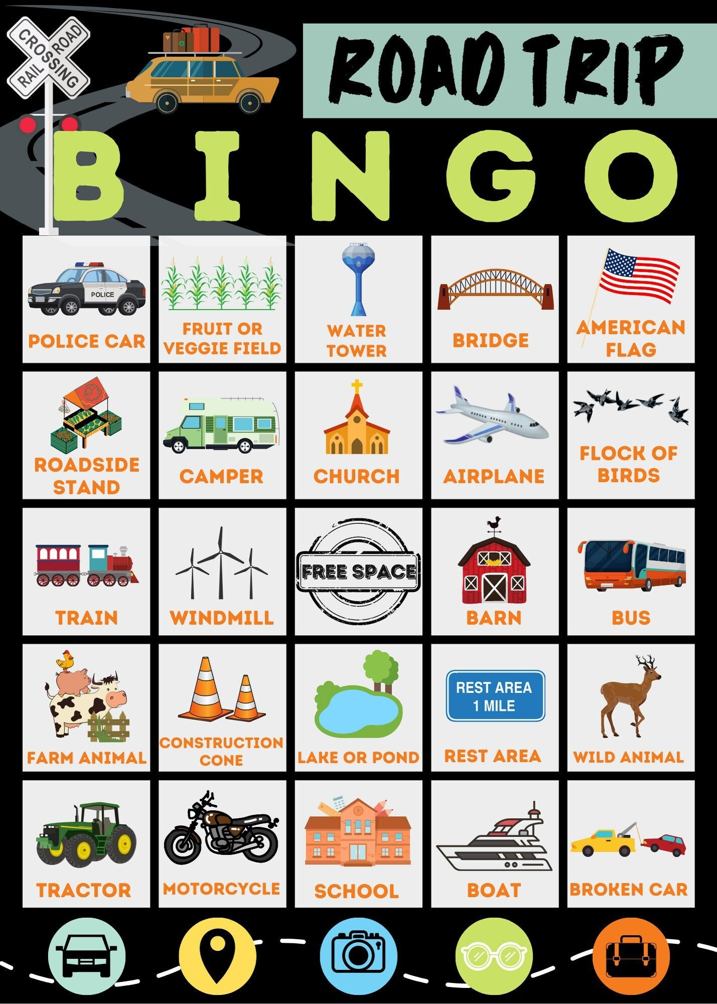 Road Trip Bingo (Druckbar) - Etsy.de pertaining to Road Trip Bingo Printable Free