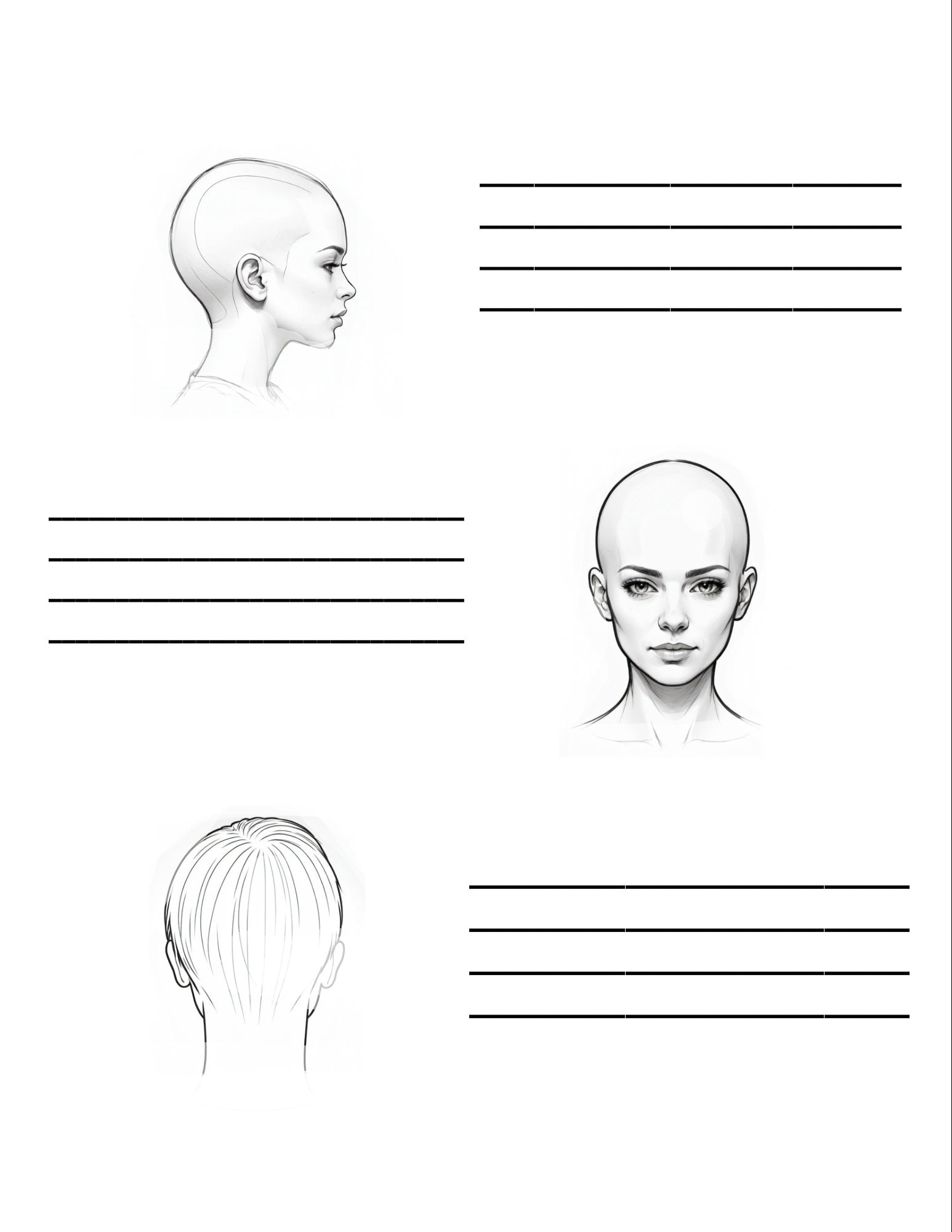 Salon Head Sheet Pack For Color Or Haircutting With Notes, Hair for Printable Blank Head Sheets For Hairdressing