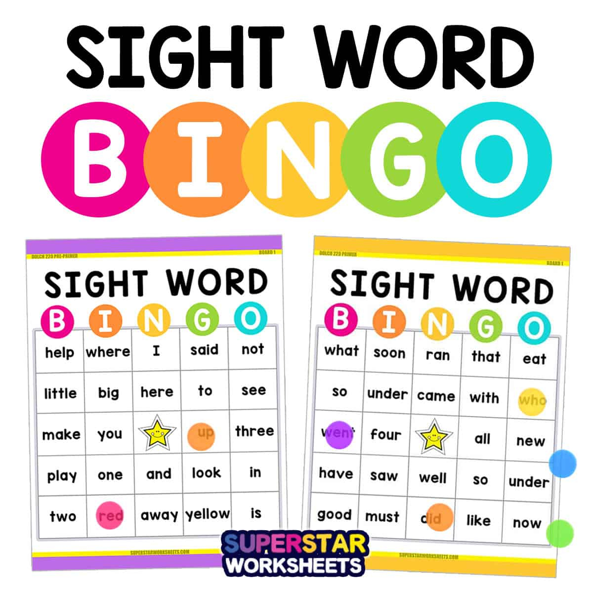 Sight Word Bingo - Superstar Worksheets for Free Printable Sight Word Bingo