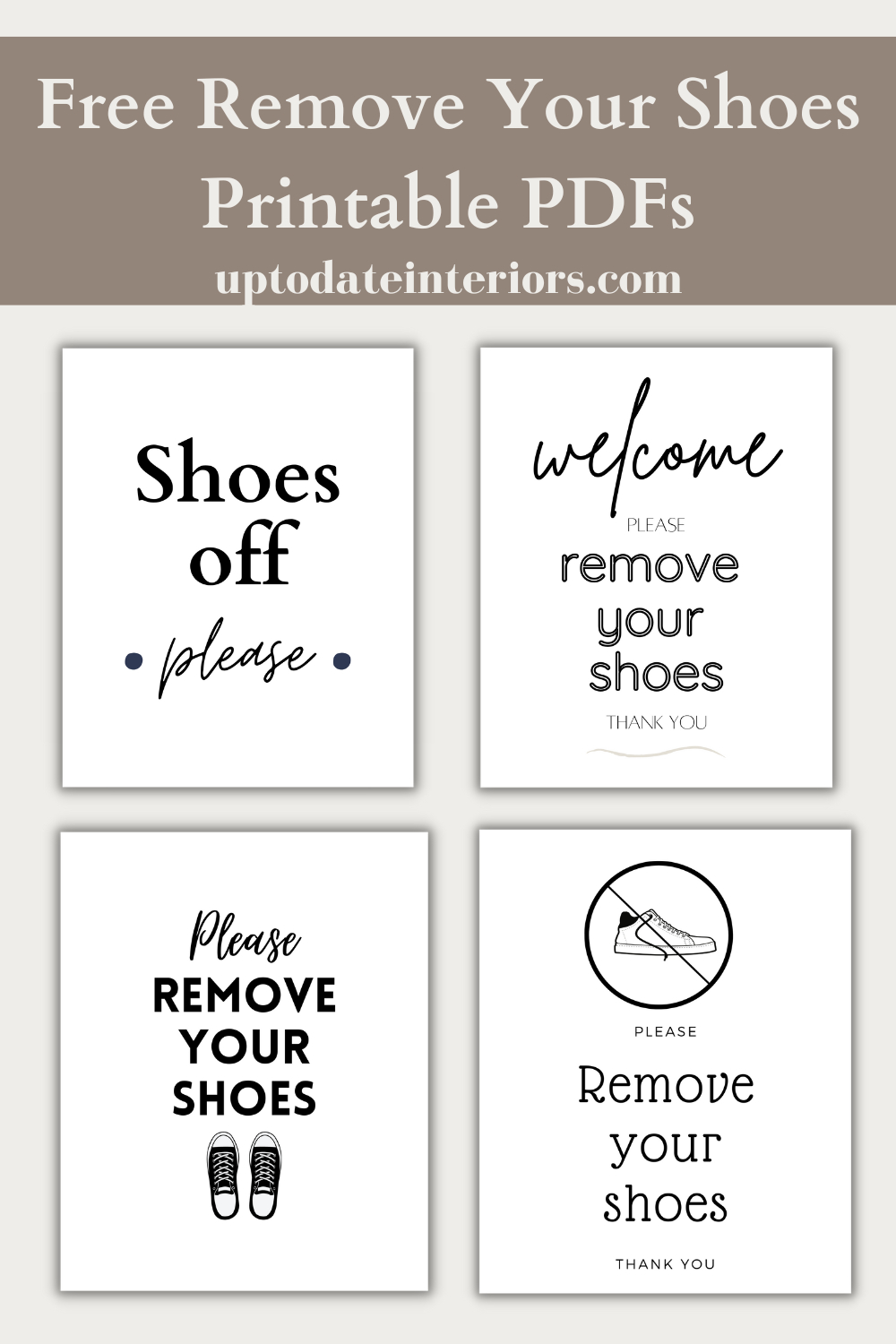 Simplistic And Modern Free Printable Shoes Off Signs - intended for Remove Your Shoes Sign Printable