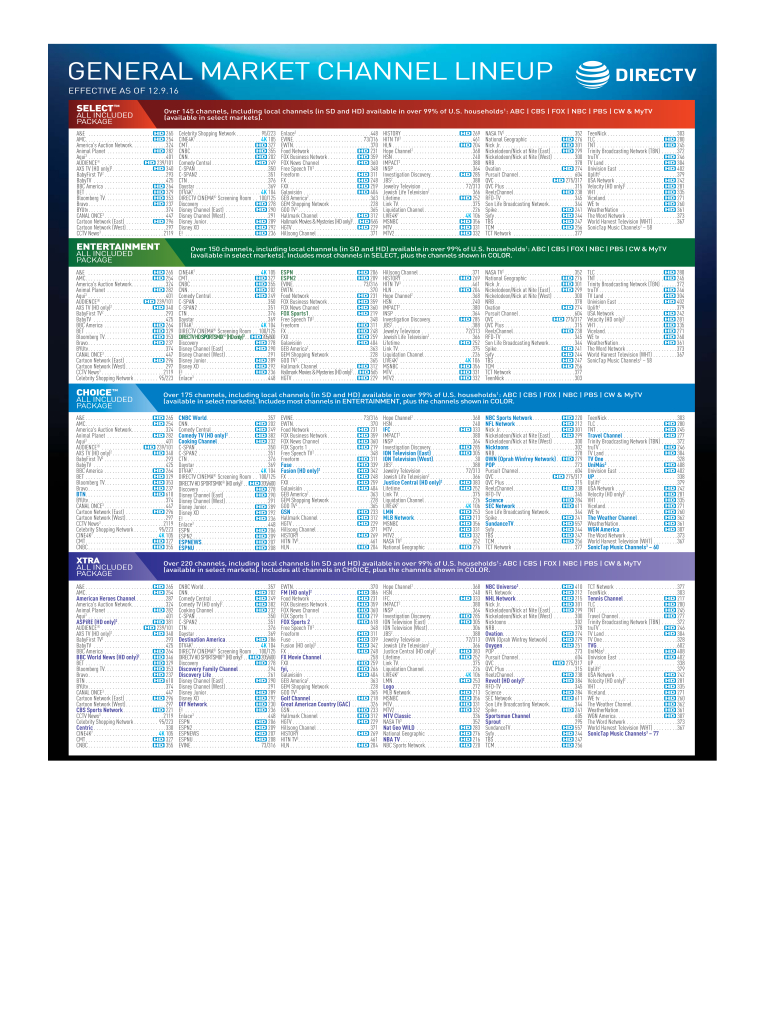 Spectrum Channel List 2022 Printable - Fill Online, Printable for Printable Directv Channel Guide For My Area