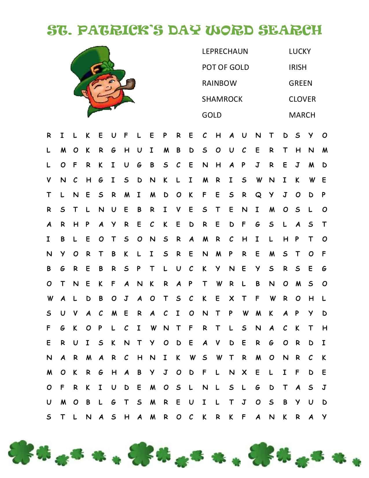 St. Patrick'S Day Word Search {Free Printable!} - Cook. Craft. Love. with St Patricks Day Word Search Free Printable