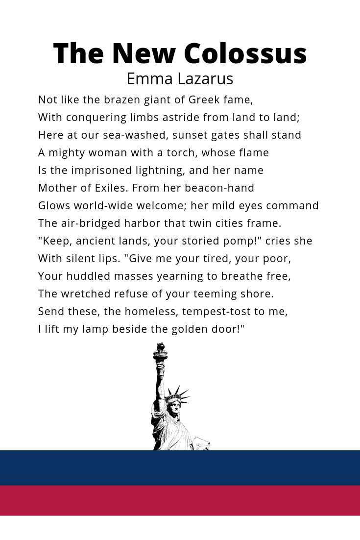Statue Of Liberty Poem intended for Statue Of Liberty Poem Printable
