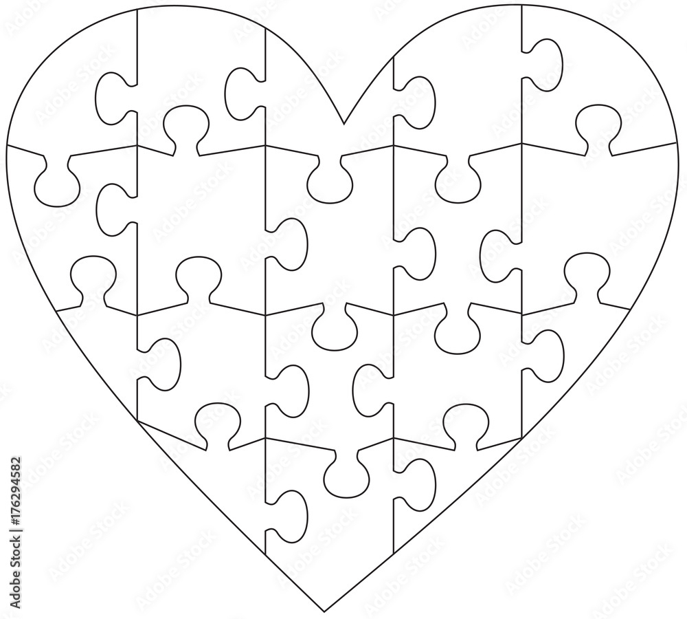 Stock-Vektorgrafik „Heart Puzzle Template“ | Adobe Stock inside Free Printable Heart Puzzle Template