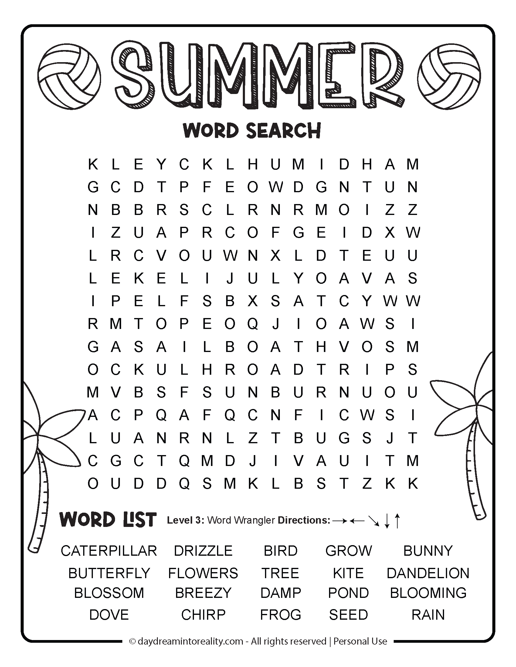 Summer Word Search Free Pdf Printables | 6 Levels Of Difficulty in Word Search Puzzle Printable