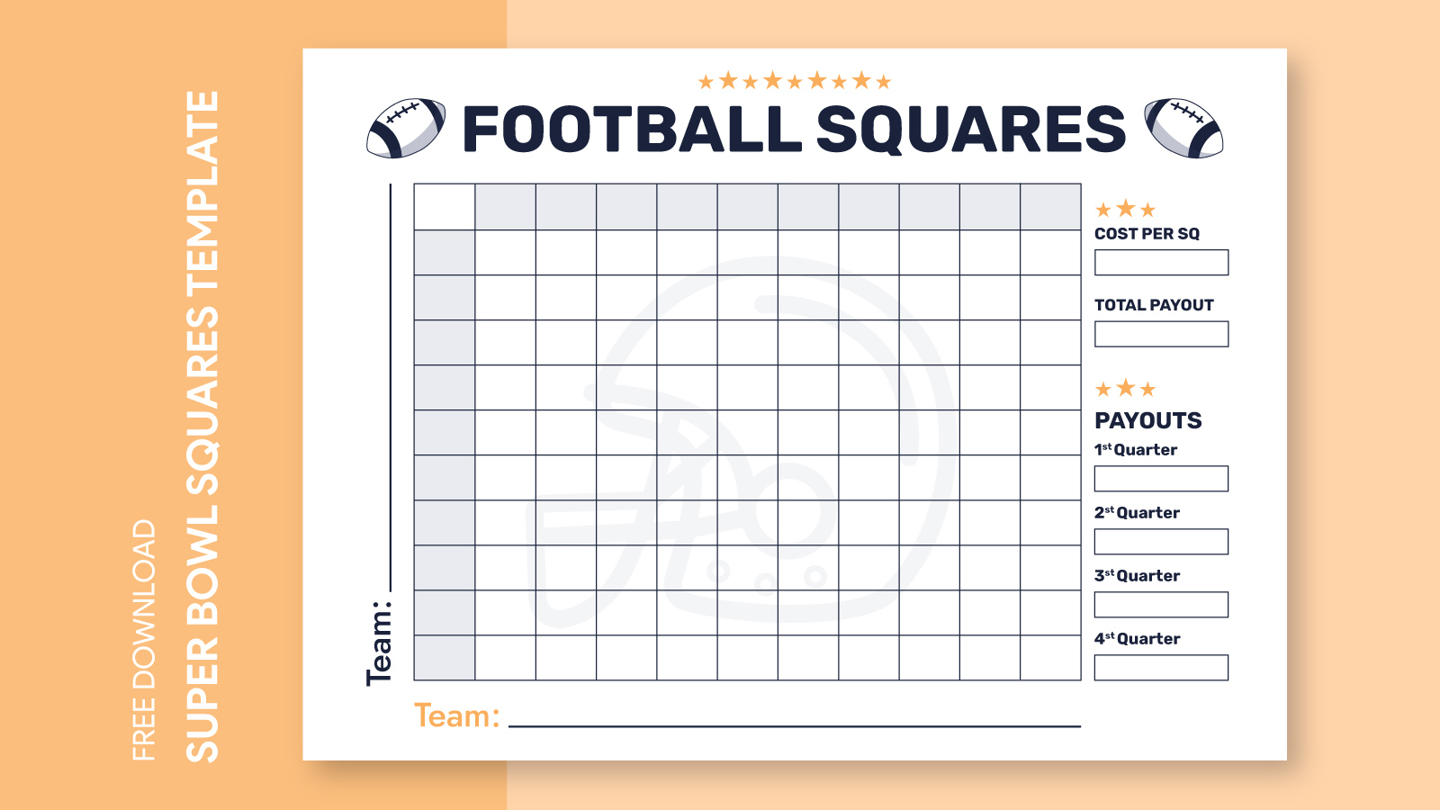 Super Bowl 100 Squares Free Google Docs Template - Gdoc.io with regard to Printable 100 Square Football Board