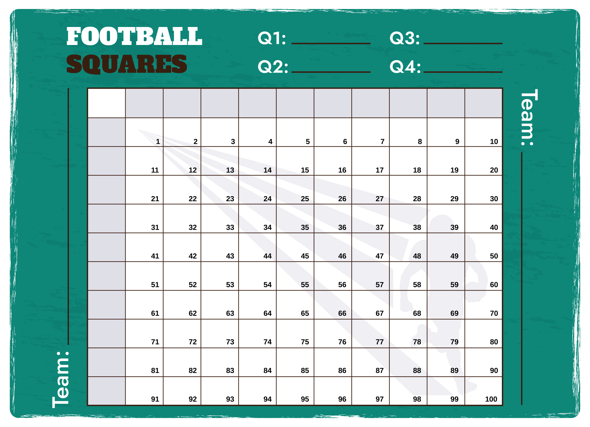 Super Bowl Squares With Numbers Free Google Docs Template - Gdoc.io pertaining to Printable Super Bowl Squares with Numbers