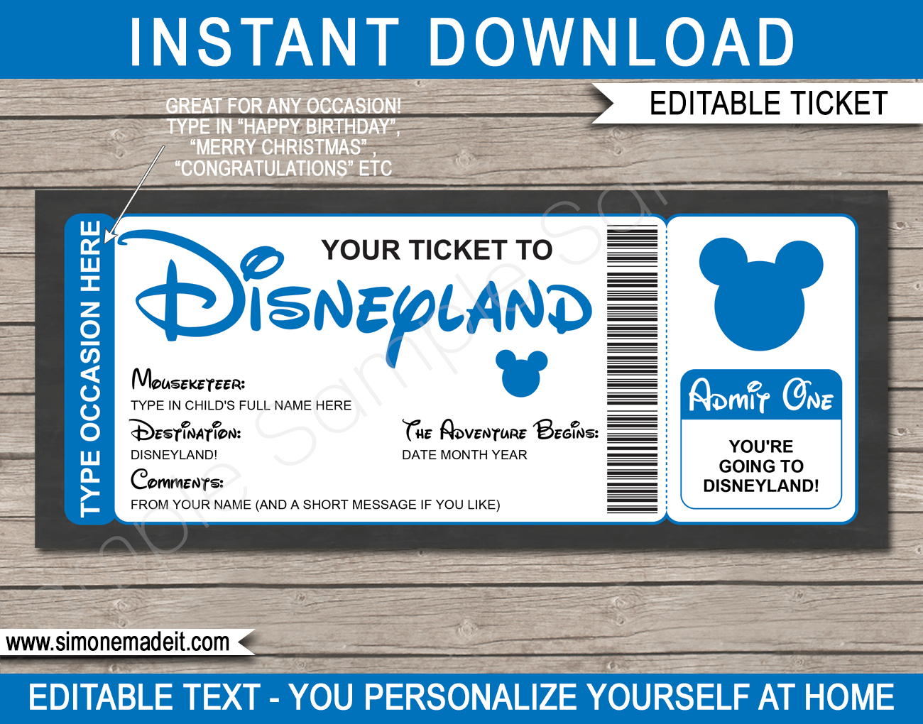 Surprise Trip To Disneyland Ticket Template | Printable Disney inside You're Going to Disneyland Printable Free