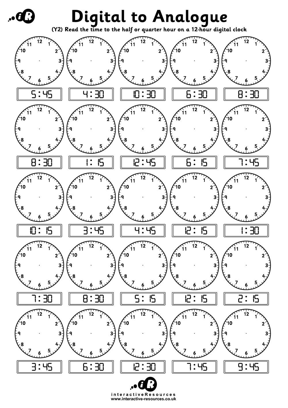 Teaching Time - Free Telling Time Worksheets for Free Printable Telling Time Worksheets