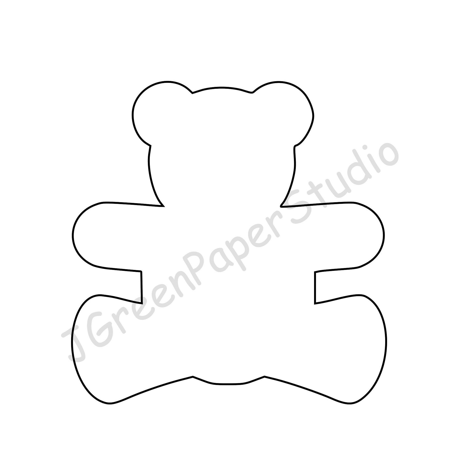 Teddy Bear Template: Kids Coloring Page Stencil (Pdf Digital in Cut Out Teddy Bear Template Printable