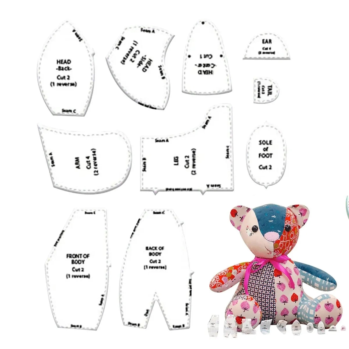Teddy Bear Templates For Sewing 30-Pc Memory Bear Template Set pertaining to Downloadable Printable Free Memory Bear Pattern