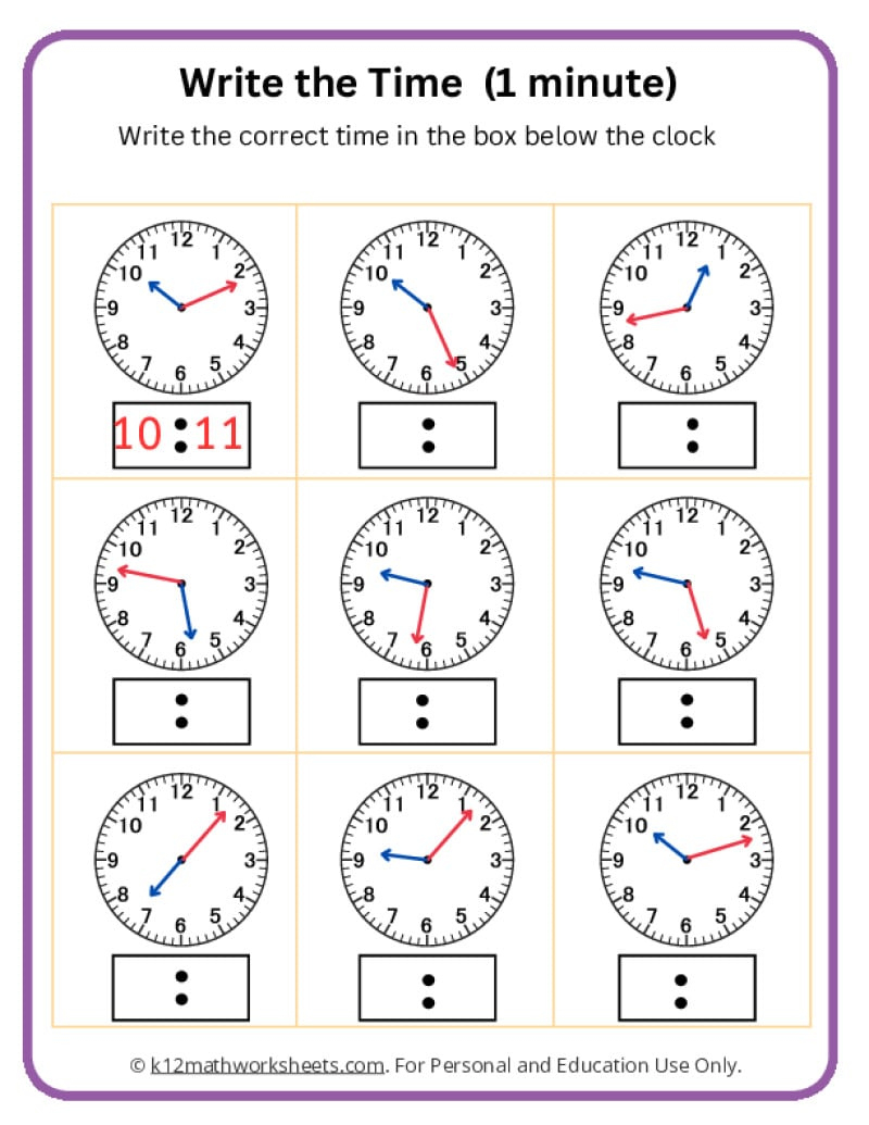 Telling Time Worksheets throughout Free Printable Telling Time Worksheets