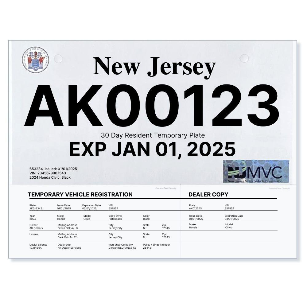 Temp Tag Paper - Nj pertaining to Printable Temporary License Plate Nj