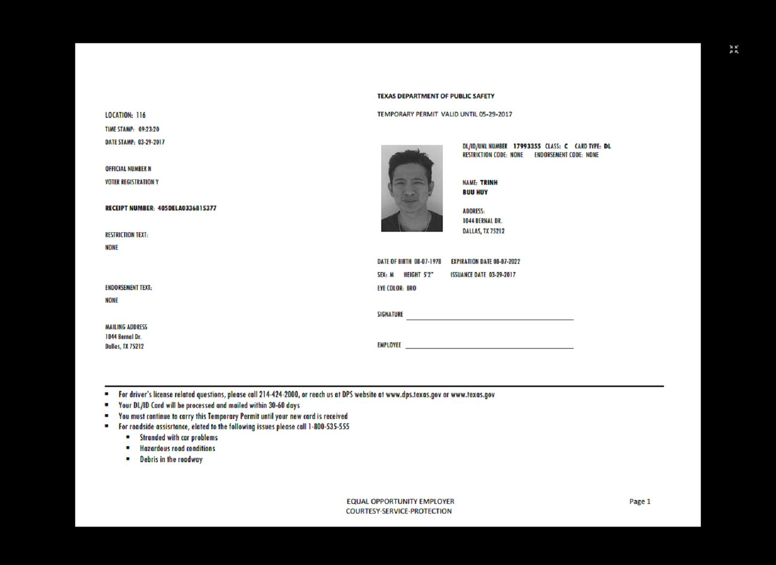 Temporary Driver License with regard to Printable Editable Texas Temporary Paper Id Template