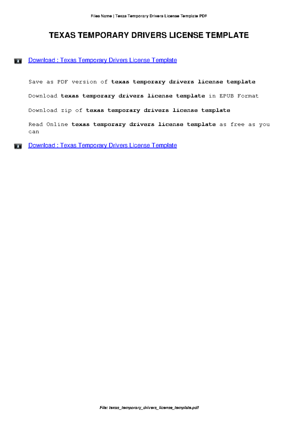 Texas Temporary Drivers License Template - Downloadable Pdf Guide for Printable Editable Texas Temporary Paper Id Template