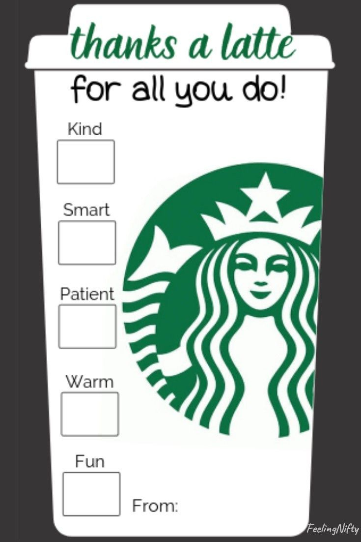 Thanks A Latte" Free Printable Gift Tags For Starbucks, Tim within Starbucks Thanks A Latte Free Printable