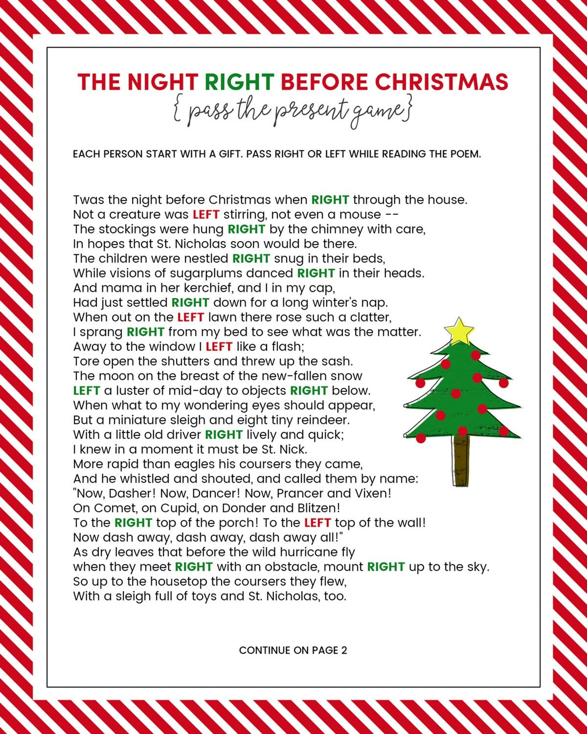 The Left Right Christmas Game {With Story + Print}| Lil' Luna with Free Left Right Christmas Game Printable