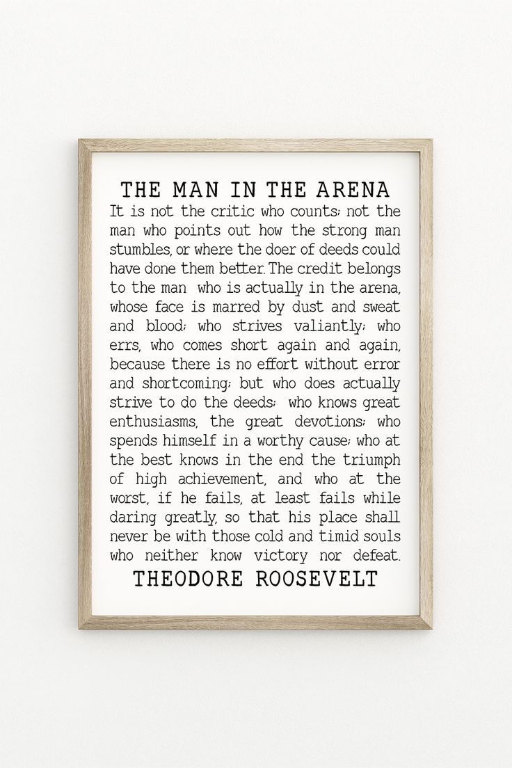 The Man In The Arena Printable, Theodore Roosevelt Quote, Office within Printable Man in the Arena Quote